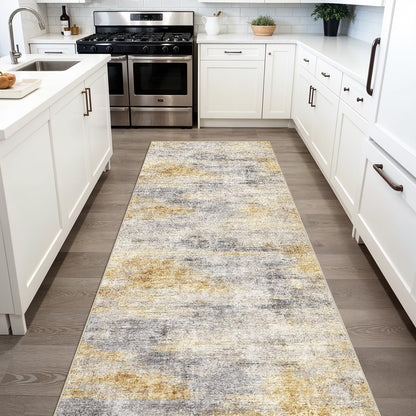 2'6"x8 Runner Rug Washable Moroccan: Non Slip Kitchen Long Floor Mat Gray