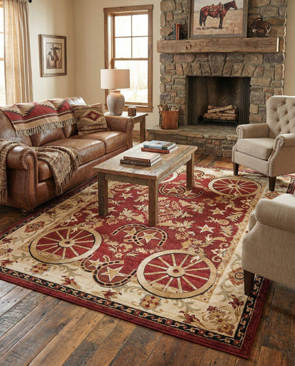 Rugs.com - Pioneer Rug – 5 Ft Square Ivory Easy-Clean Rug – Rustic Decor for Living Rooms, Bedrooms, and Entryways