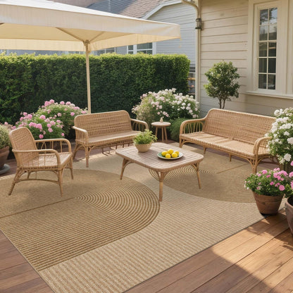 Easy Jute Rug for Pet Homes: 4x6 Outdoor Rug - Geometric Arch Pattern