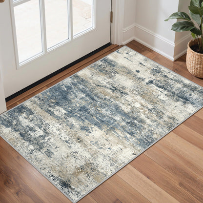 GENIMO 9x12 Area Rug Washable Non Slip for Living Room, Navy Blue Gray