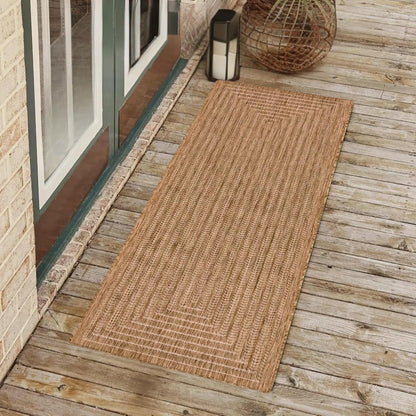 Adiva Rugs Outdoor Indoor Area Rug, Weather Resistant, Easy to Clean, Stain Resistant Floor Mat for Dining Room, Backyard, Deck, Patio (Wooden, 9' x 12')