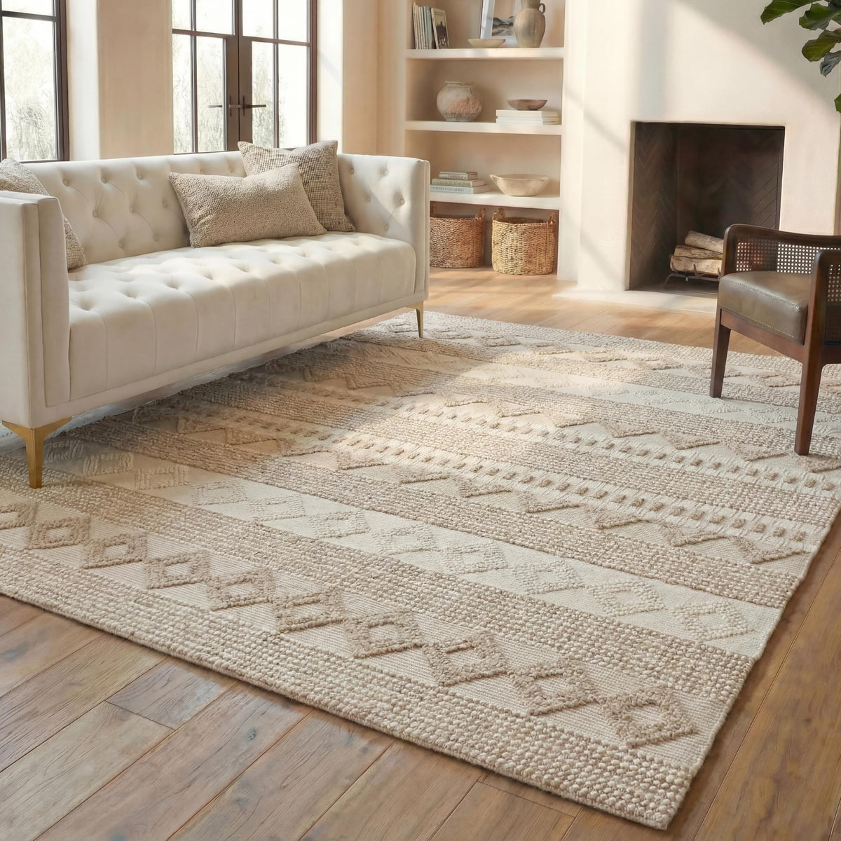 SAFAVIEH Natura Wool Area Rug 3'x5', Soft Plush Boho Grey & Ivory NAT102A