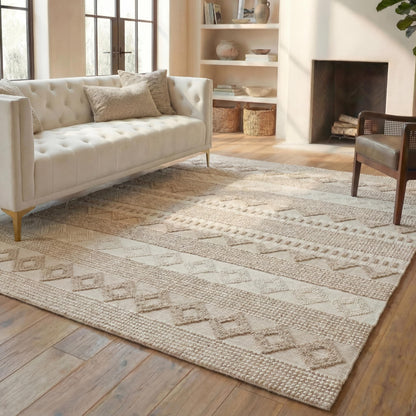 SAFAVIEH Natura Wool Area Rug 3'x5', Soft Plush Boho Grey & Ivory NAT102A
