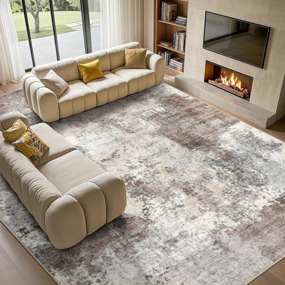 Tortania Washable 8x10 Area Rug for Living Room: Modern Abstract Neutral Large Soft Thin Rugs - Non Slip Indoor Carpet for Bedroom Dining Room Office Nursery Home Floor Decoration - Smoky Gray