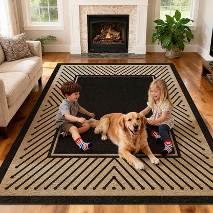 Washable 8x10 Modern Rainbow Easy Jute Indoor Outdoor Rug for Living Room