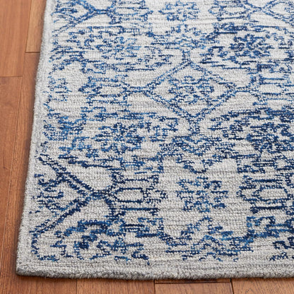 SAFAVIEH Micro-Loop Collection Area Rug - 5' x 8', Blue, Handmade Wool, Ideal for High Traffic Areas in Living Room, Bedroom (MLP955M)