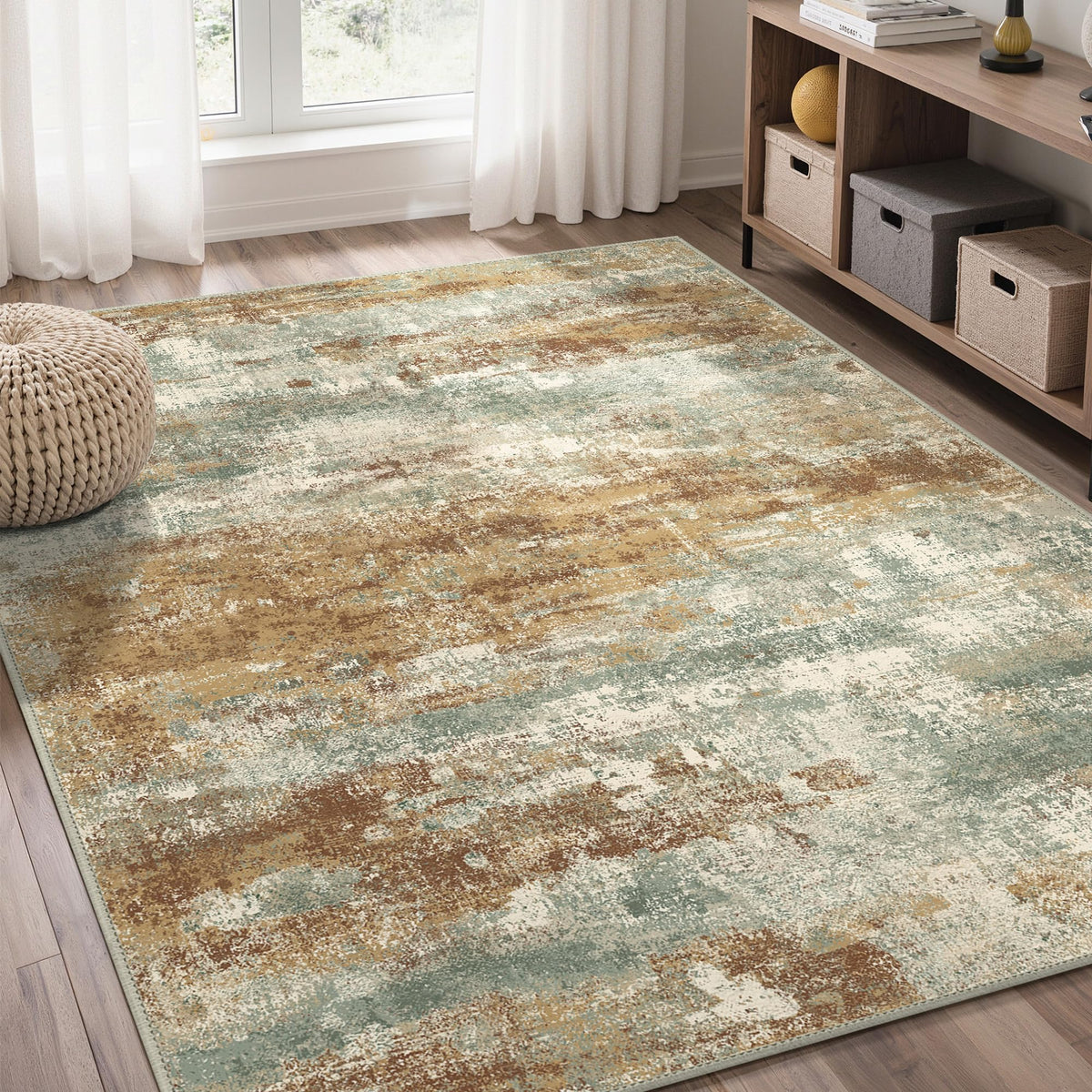 GENIMO 9x12 Area Rug Washable Non Slip for Living Room, Navy Blue Gray