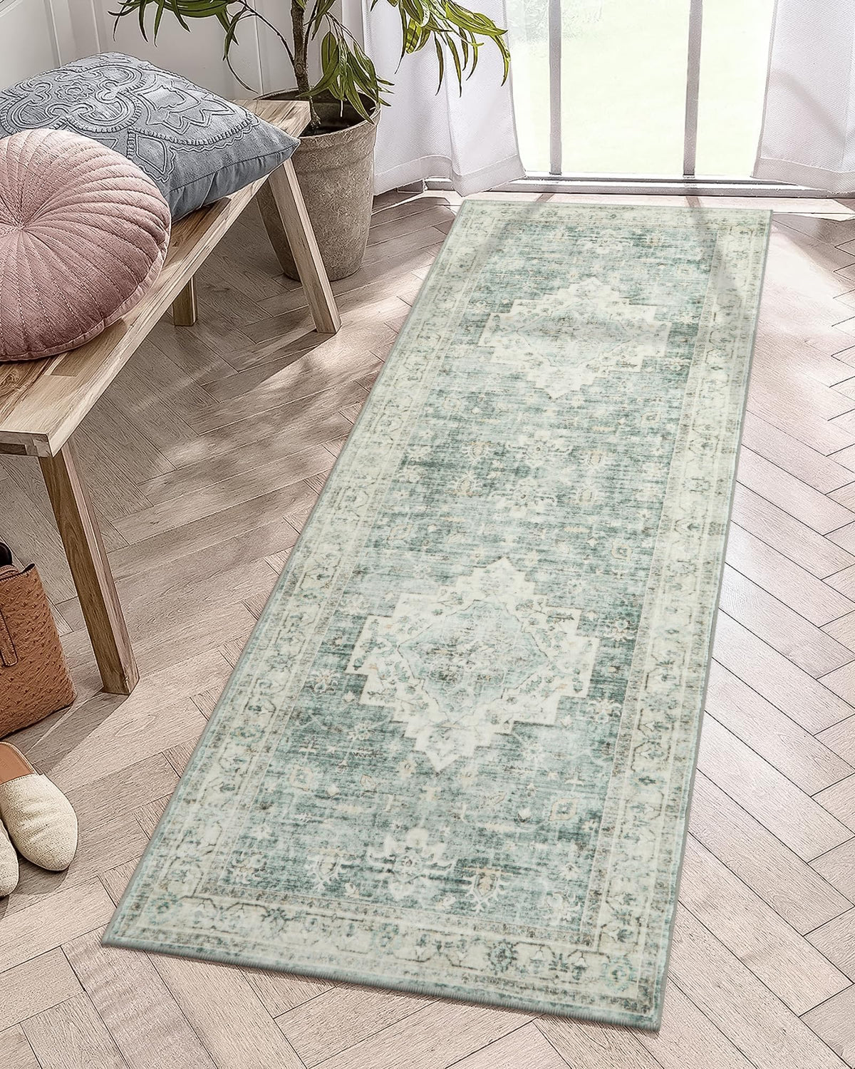 LIVEBOX Washable Area Rug 5x7 Rugs for Living Room Bedroom, Non-Slip Boho Neutral Carpet for Dining Room Office, Low-Pile Farmhouse Soft Carpets for Kids Nursery Room Playroom, Tan