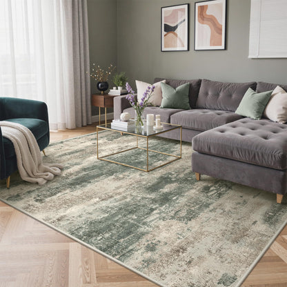 GENIMO 9x12 Area Rug Washable Non Slip for Living Room, Navy Blue Gray