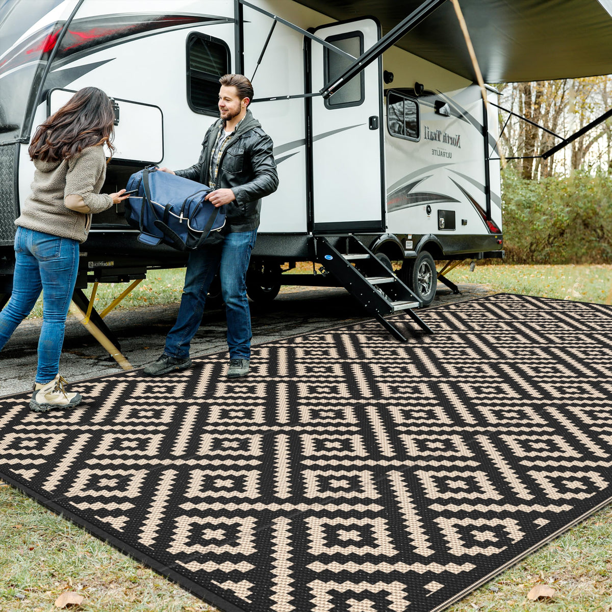 GENIMO Outdoor Rug, Waterproof Plastic Rugs for Patio, 5'x8' Cloud Grey