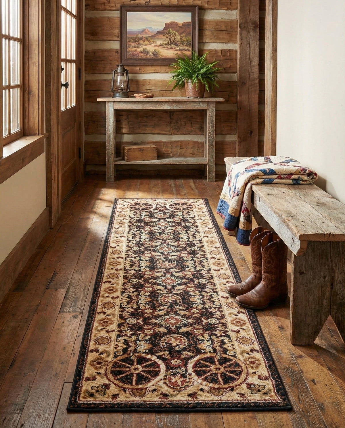 Rugs.com - Pioneer Rug – 5 Ft Square Ivory Easy-Clean Rug – Rustic Decor for Living Rooms, Bedrooms, and Entryways
