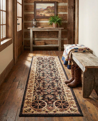 Rugs.com - Pioneer Rug – 5 Ft Square Ivory Easy-Clean Rug – Rustic Decor for Living Rooms, Bedrooms, and Entryways