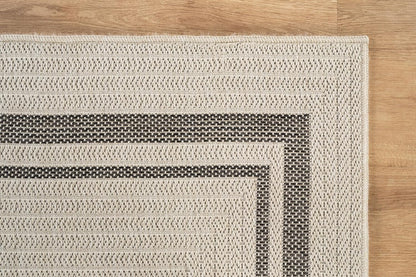 Beverly Rug Easy Jute Bordered Rug 10x14 Washable Large Indoor Outdoor Area Rugs for Living Dining Room Patio Office Stain Resistant Non Shedding Casual Indoor Outside Carpet 10 x 14 Off-White