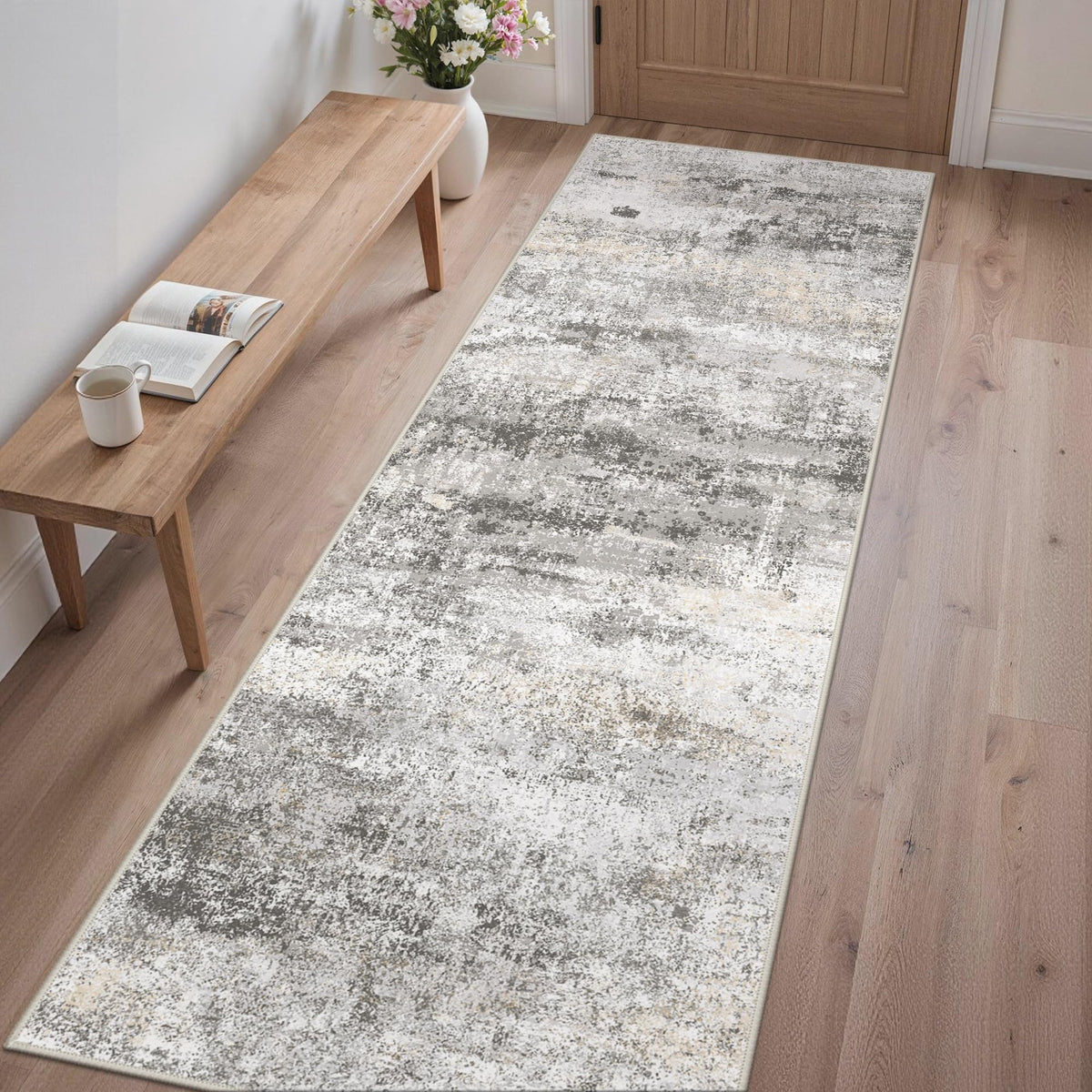 GENIMO 9x12 Area Rug Washable Non Slip for Living Room, Navy Blue Gray