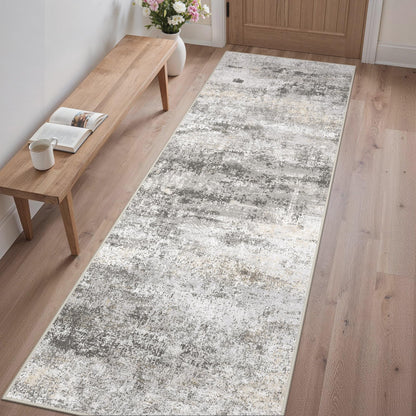 GENIMO 9x12 Area Rug Washable Non Slip for Living Room, Navy Blue Gray