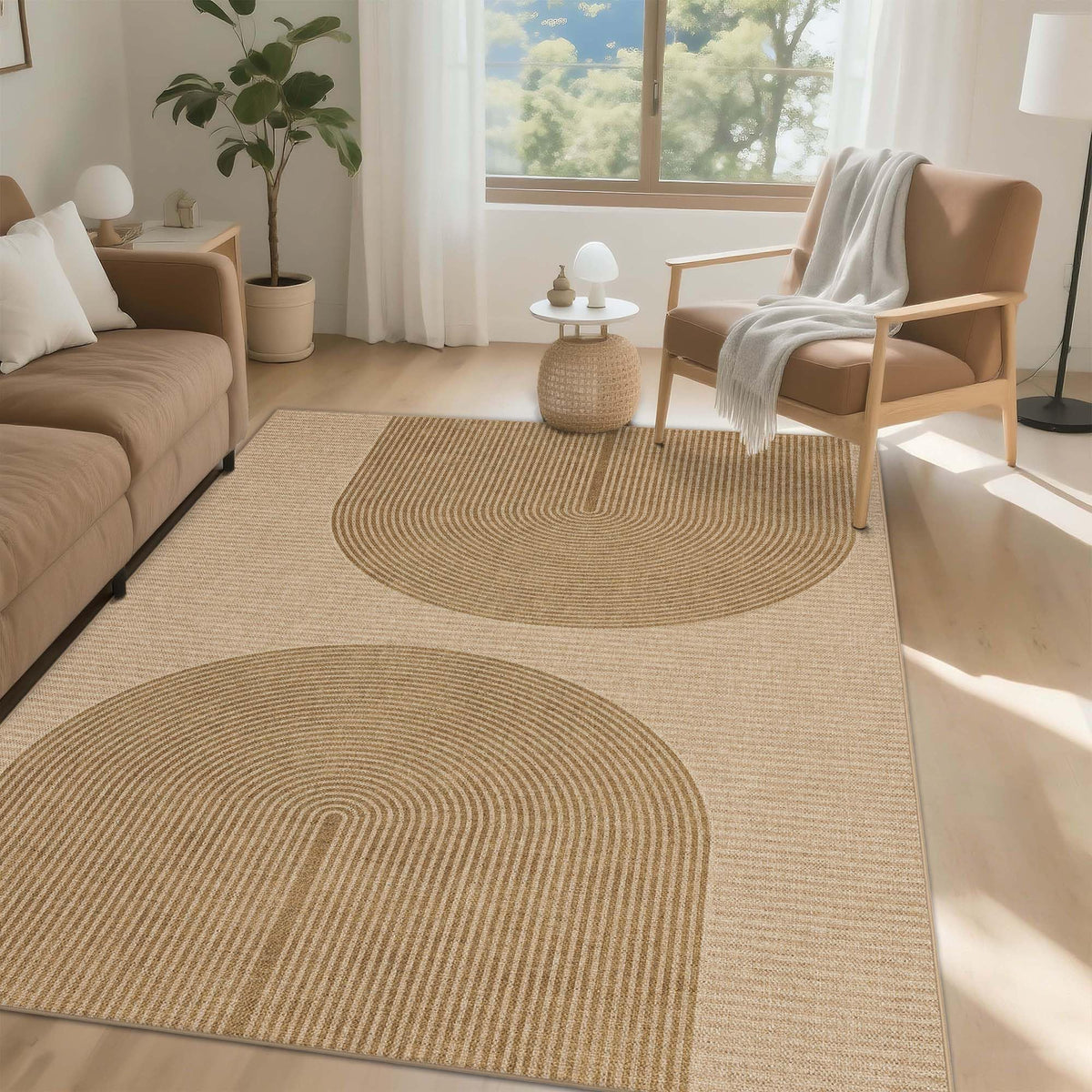 Easy Jute Rug for Pet Homes: 4x6 Outdoor Rug - Geometric Arch Pattern