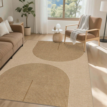 Easy Jute Rug for Pet Homes: 4x6 Outdoor Rug - Geometric Arch Pattern