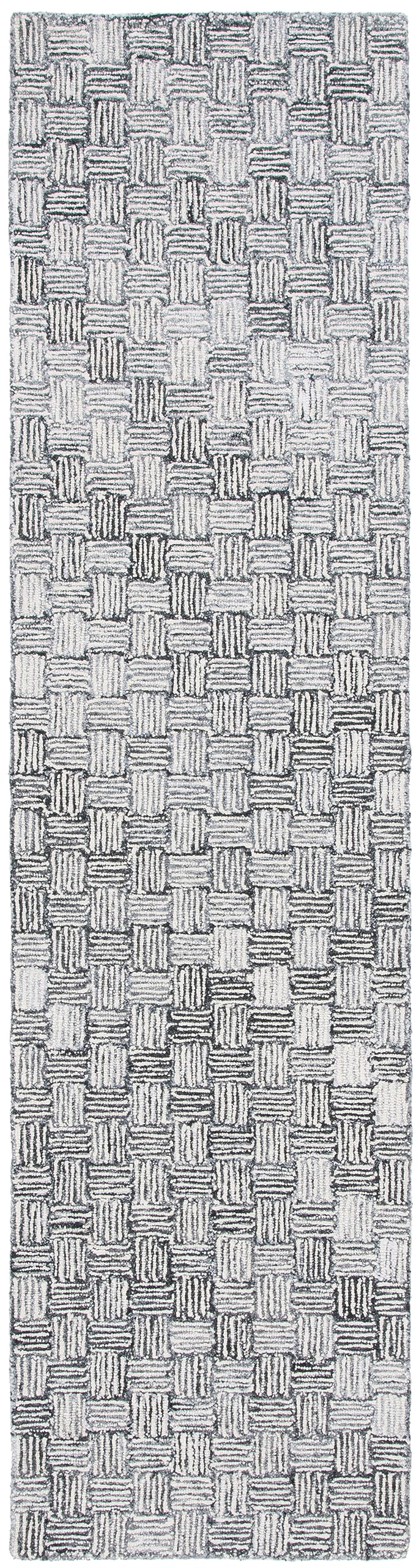 SAFAVIEH Micro-Loop Collection Area Rug - 5' Square, Light Grey & Ivory, Handmade Wool, Ideal for High Traffic Areas in Living Room, Bedroom (MLP537F)