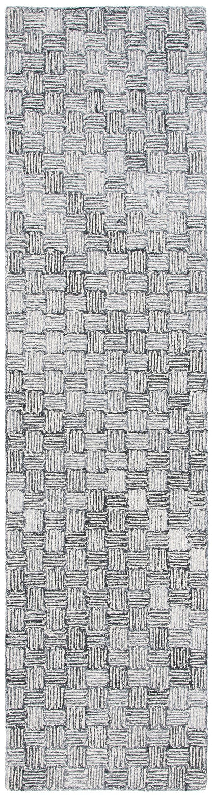 SAFAVIEH Micro-Loop Collection Area Rug - 5' Square, Light Grey & Ivory, Handmade Wool, Ideal for High Traffic Areas in Living Room, Bedroom (MLP537F)