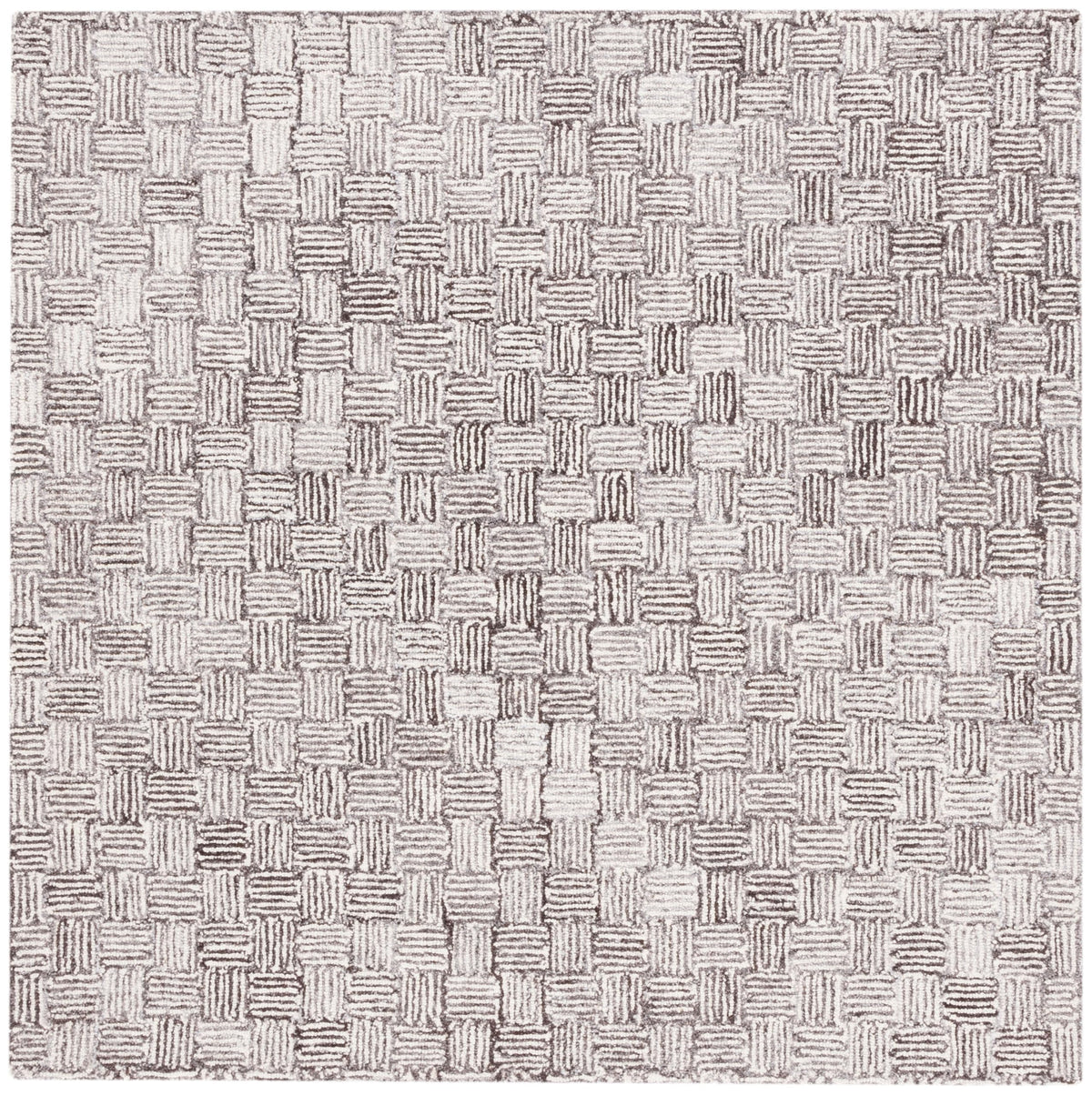 SAFAVIEH Micro-Loop Collection Area Rug - 5' Square, Light Grey & Ivory, Handmade Wool, Ideal for High Traffic Areas in Living Room, Bedroom (MLP537F)