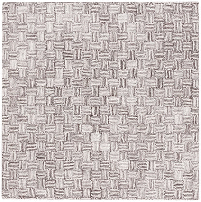 SAFAVIEH Micro-Loop Collection Area Rug - 5' Square, Light Grey & Ivory, Handmade Wool, Ideal for High Traffic Areas in Living Room, Bedroom (MLP537F)