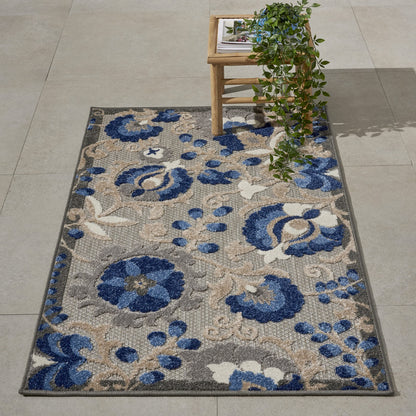 Nourison Home Aloha Natural Blue 2'3" x 10' Area Rug - Easy Clean, Non Shedding, Bed Room, Living Room, Dining Room, Kitchen (10' Runner)