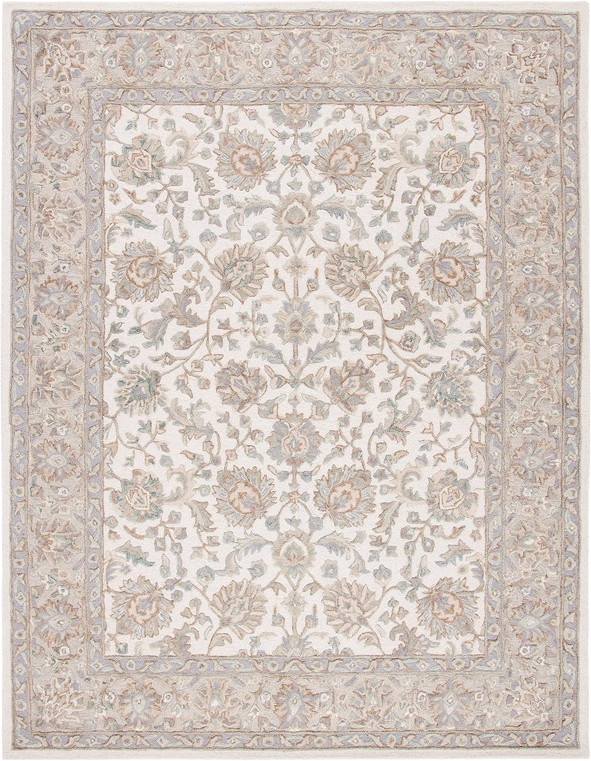 SAFAVIEH Glamour Collection 9' x 12' Ivory/Grey GLM628A Handmade Premium Wool Area Rug