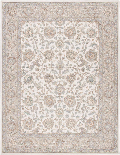 SAFAVIEH Glamour Collection 9' x 12' Ivory/Grey GLM628A Handmade Premium Wool Area Rug
