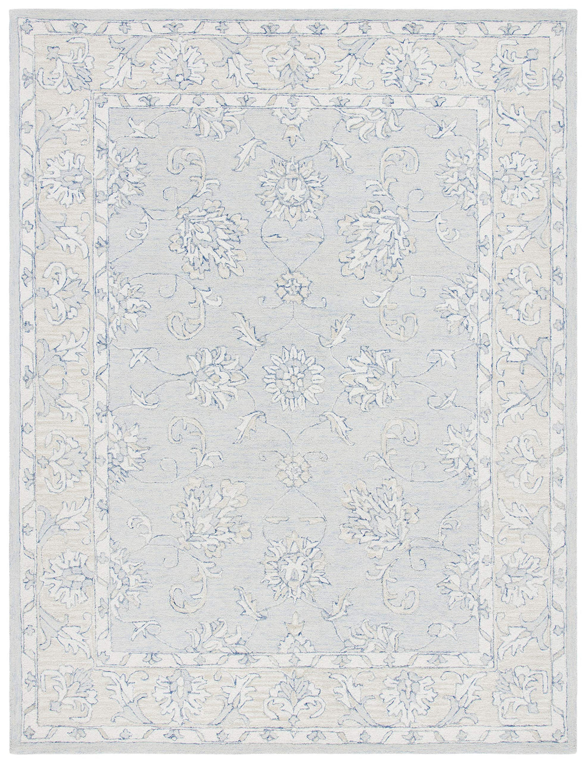SAFAVIEH Micro-Loop Collection Area Rug - 5' x 8', Blue & Beige, Handmade Wool, Ideal for High Traffic Areas in Living Room, Bedroom (MLP535M)