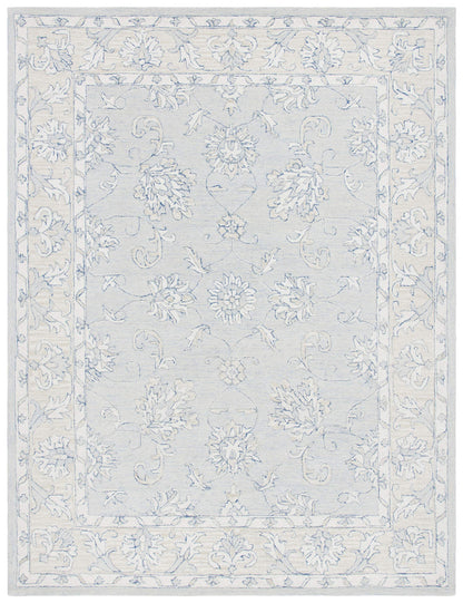 SAFAVIEH Micro-Loop Collection Area Rug - 5' x 8', Blue & Beige, Handmade Wool, Ideal for High Traffic Areas in Living Room, Bedroom (MLP535M)