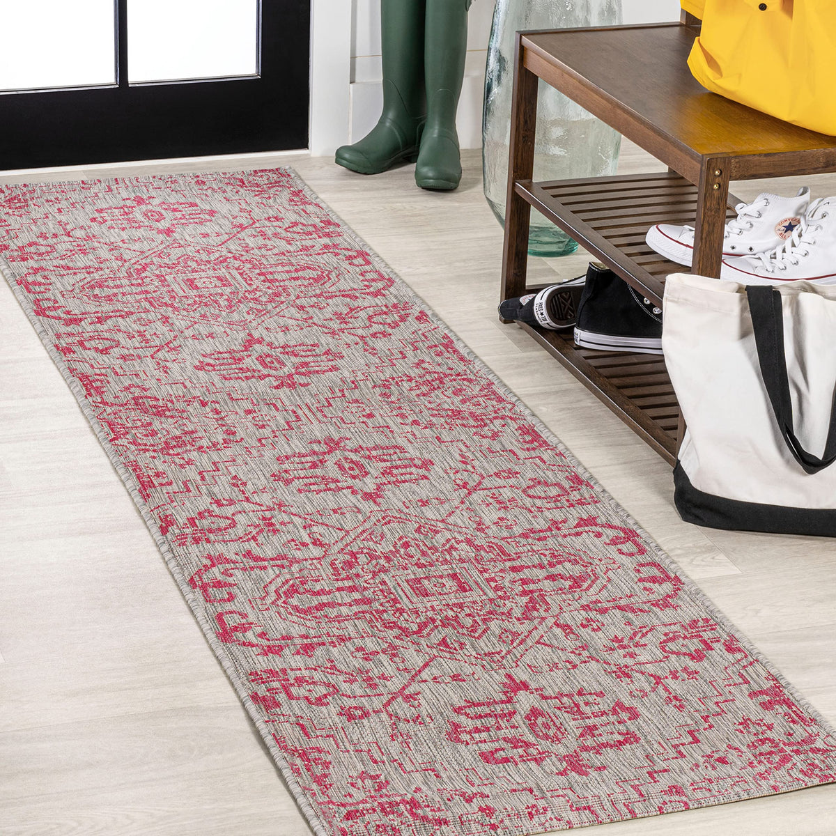JONATHAN Y Boho Medallion Indoor Outdoor Area Rug 8X10 Black/Gray, Estrella Textured Weave for Backyard, Patio, Porch, Easy-Cleaning, High Traffic, Pet-Friendly, Non-Shedding (SMB105D-8)