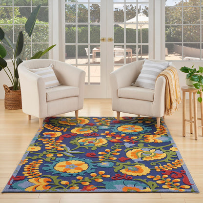 Nourison Home Aloha Natural Blue 2'3" x 10' Area Rug - Easy Clean, Non Shedding, Bed Room, Living Room, Dining Room, Kitchen (10' Runner)