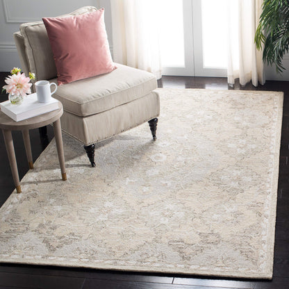 SAFAVIEH Area Rug 8x10 - Micro-Loop Collection - Large - Beige & Grey, Handmade Wool, Ideal for Living Room, Bedroom, Office, Dining Space (MLP377B)