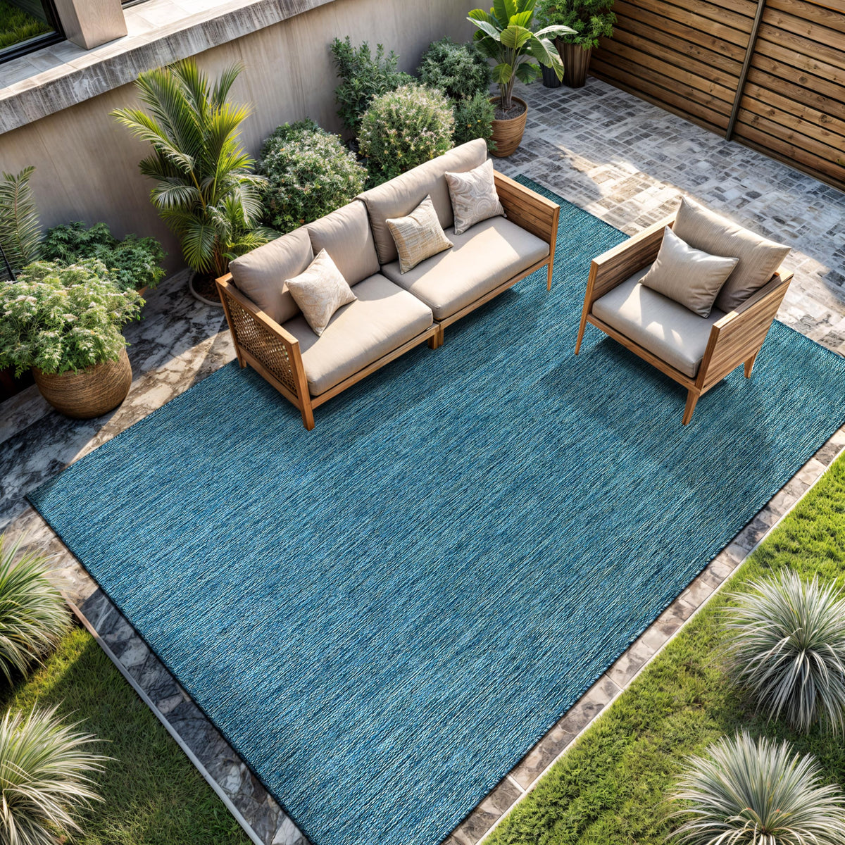 CAMILSON Outdoor Rug 5x7 Modern Area Rugs for Indoor and Outdoor Patios and Porches - Waterproof, Washable, Non-Shedding, Easy-to-Clean Outside Carpet (5 x 7, Medallion - Beige/White)