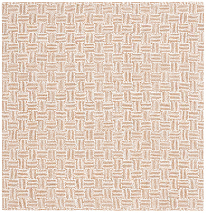 SAFAVIEH Micro-Loop Collection Area Rug - 5' Square, Light Grey & Ivory, Handmade Wool, Ideal for High Traffic Areas in Living Room, Bedroom (MLP537F)