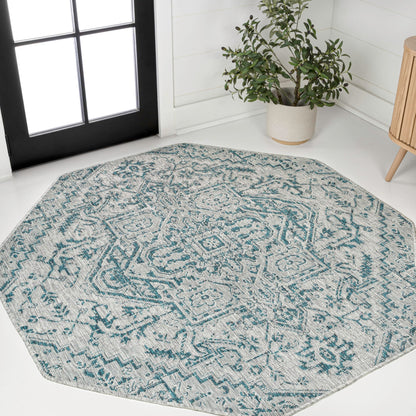 JONATHAN Y Boho Medallion Indoor Outdoor Area Rug 8X10 Black/Gray, Estrella Textured Weave for Backyard, Patio, Porch, Easy-Cleaning, High Traffic, Pet-Friendly, Non-Shedding (SMB105D-8)