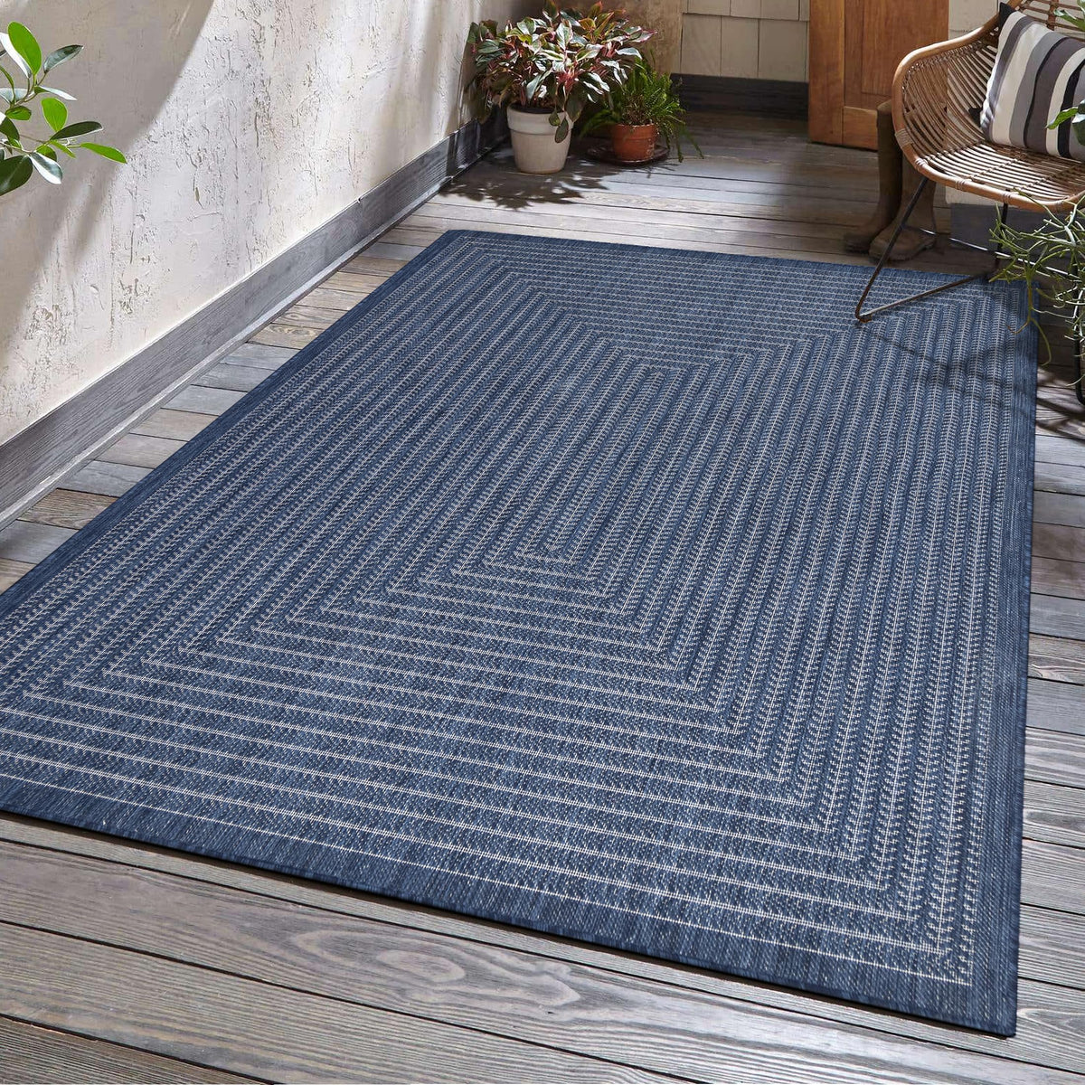 Adiva Rugs Outdoor Indoor Area Rug, Weather Resistant, Easy to Clean, Stain Resistant Floor Mat for Dining Room, Backyard, Deck, Patio (Wooden, 9' x 12')