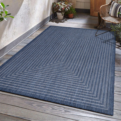 Adiva Rugs Outdoor Indoor Area Rug, Weather Resistant, Easy to Clean, Stain Resistant Floor Mat for Dining Room, Backyard, Deck, Patio (Wooden, 9' x 12')