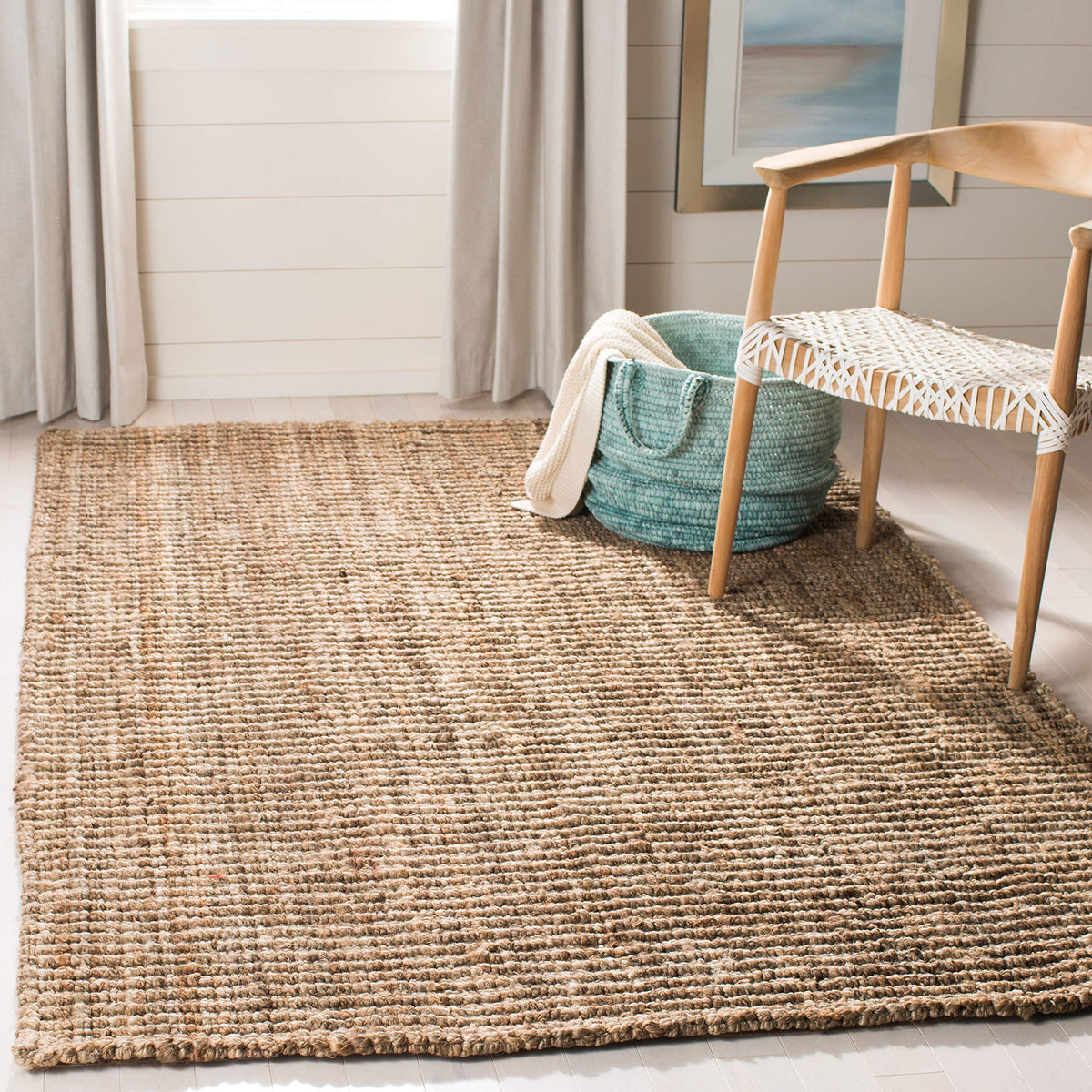 SAFAVIEH Natural Fiber Area Rug 8x10, Jute Knotted Large Natural NF447A