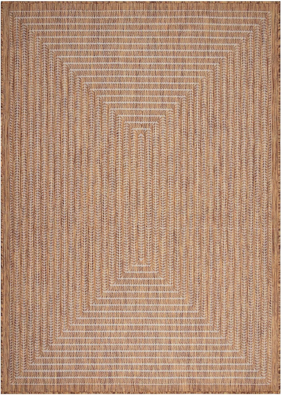 Adiva Rugs Outdoor Indoor Area Rug, Weather Resistant, Easy to Clean, Stain Resistant Floor Mat for Dining Room, Backyard, Deck, Patio (Wooden, 9' x 12')