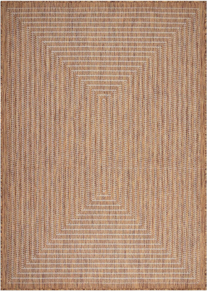 Adiva Rugs Outdoor Indoor Area Rug, Weather Resistant, Easy to Clean, Stain Resistant Floor Mat for Dining Room, Backyard, Deck, Patio (Wooden, 9' x 12')