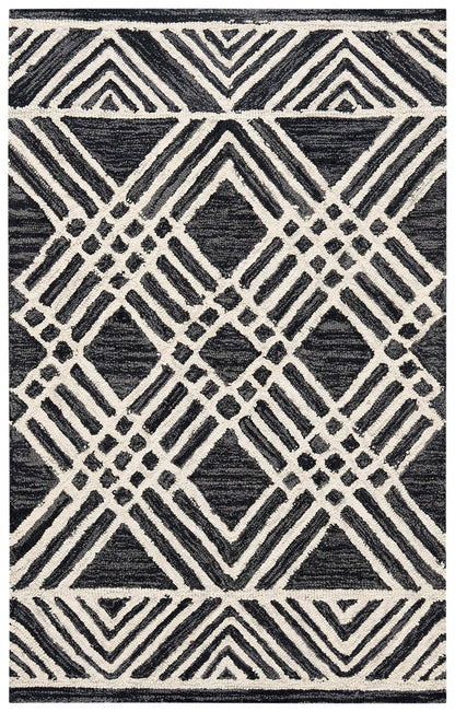 SAFAVIEH Area Rug 8x10 - Micro-Loop Collection - Large - Navy & Ivory, Handmade Wool, Moroccan Tribal Design, Ideal for Living Room, Bedroom, Office, Dining Space (MLP155N)