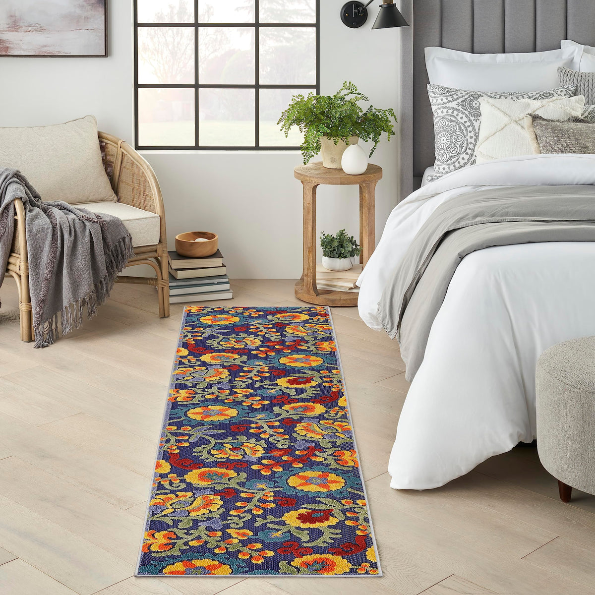 Nourison Home Aloha Natural Blue 2'3" x 10' Area Rug - Easy Clean, Non Shedding, Bed Room, Living Room, Dining Room, Kitchen (10' Runner)