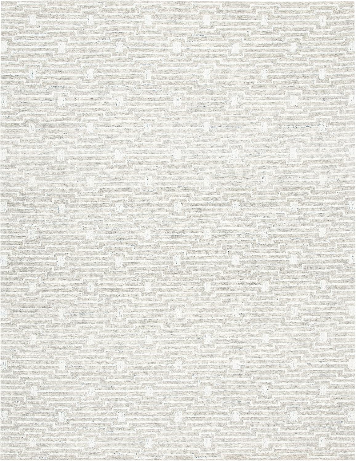 SAFAVIEH Area Rug 8x10 - Micro-Loop Collection - Large - Light Grey & Ivory, Handmade Wool, Ideal for Living Room, Bedroom, Office, Dining Space (MLP178F)
