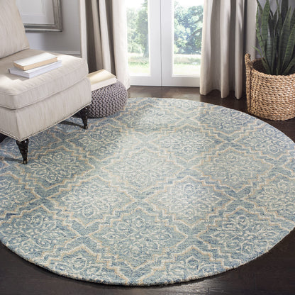 SAFAVIEH Abstract Collection Area Rug - 6' x 9', Blue & Grey, Handmade Wool, Ideal for High Traffic Areas in Living Room, Bedroom (ABT201A)