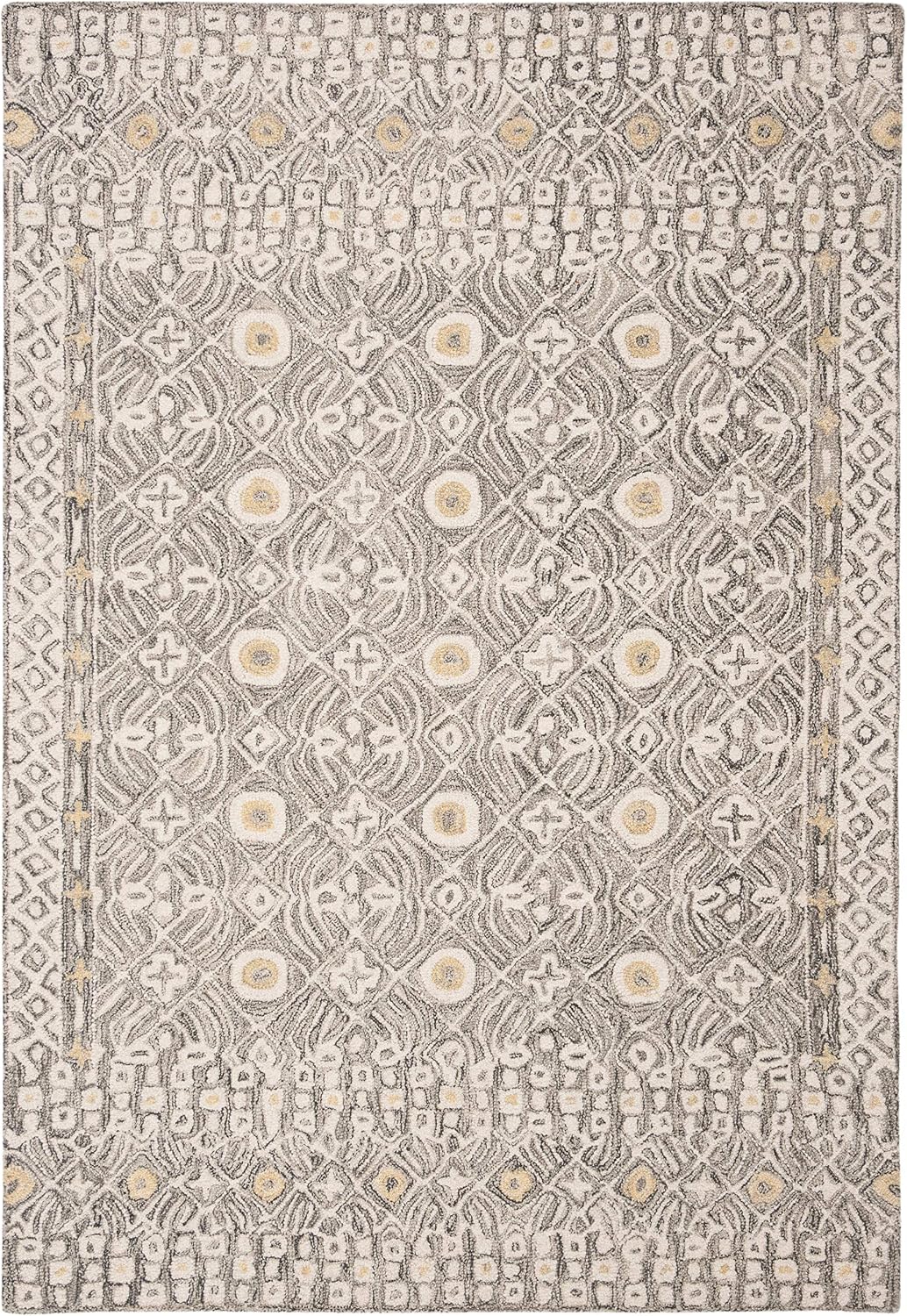 SAFAVIEH Micro-Loop Collection Accent Rug - 4' x 6', Charcoal & Ivory, Handmade Wool, Ideal for High Traffic Areas in Entryway, Living Room, Bedroom (MLP801H)