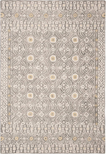 SAFAVIEH Micro-Loop Collection Accent Rug - 4' x 6', Charcoal & Ivory, Handmade Wool, Ideal for High Traffic Areas in Entryway, Living Room, Bedroom (MLP801H)