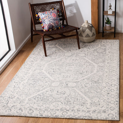 SAFAVIEH Micro-Loop Collection Area Rug - 9' x 12', Charcoal & Ivory, Handmade Wool, Ideal for High Traffic Areas in Living Room, Bedroom (MLP524H)