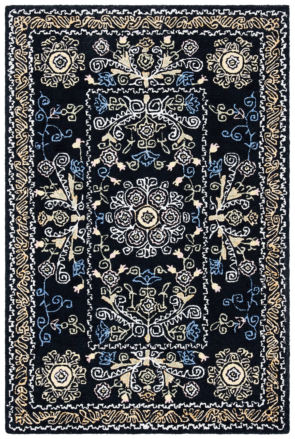SAFAVIEH Micro-Loop Collection Area Rug - 9' x 12', Blue & Green, Handmade Wool, Ideal for High Traffic Areas in Living Room, Bedroom (MLP522M)