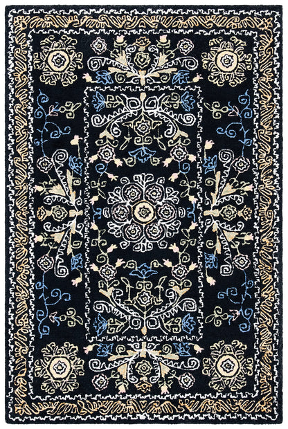 SAFAVIEH Micro-Loop Collection Area Rug - 9' x 12', Blue & Green, Handmade Wool, Ideal for High Traffic Areas in Living Room, Bedroom (MLP522M)